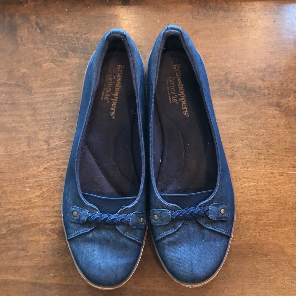 Navy Wedge Grasshopper Shoes
